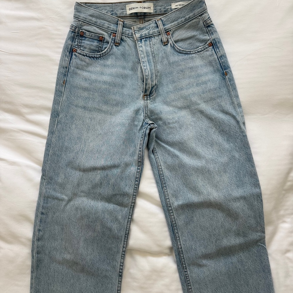 Denim Forum Women's Straight Jeans in Light Blue